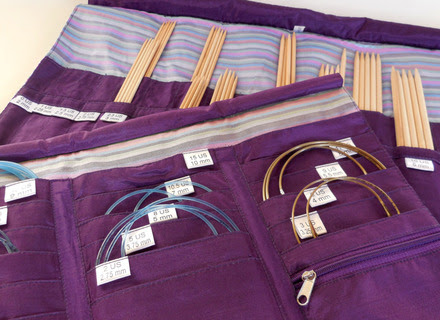Della Q Bag Mesh SMALL Cotton Zip Pouch Print Pouch Knitted Rows Print Bag  Dellaq Knitted Rows Small Zipper Bag Knitting Notions Bag 